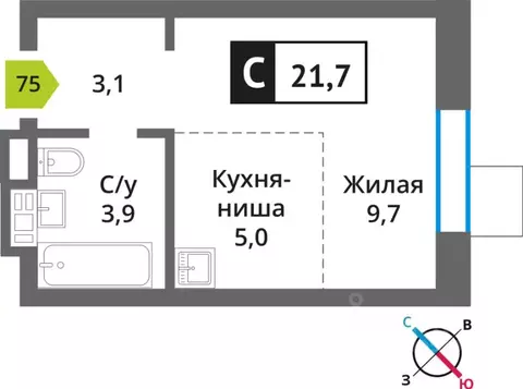 1-к кв. Московская область, Красногорск городской округ, пос. Светлые ...