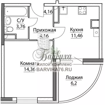 1-к кв. Ярославская область, Ярославский муниципальный округ, пос. ...