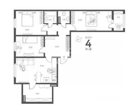 3-к кв. Липецкая область, Липецк ул. Перова, 2Д (91.18 м)