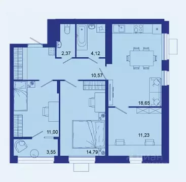 3-к кв. Брянская область, Брянск Советская ул., 124 (76.5 м)