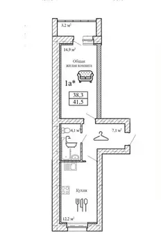 1-к кв. Тамбовская область, Тамбовский муниципальный округ, д. Крутые ...