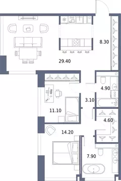 2-комнатная квартира: Москва, Ленинградское шоссе, 63 (83.5 м)