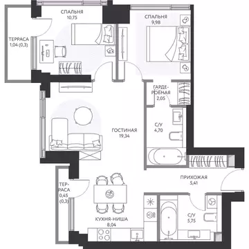 2-к кв. Москва 1-й Сетуньский проезд, 8 (67.8 м)