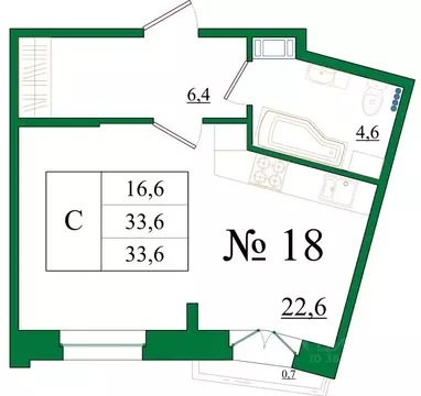 Студия Ленинградская область, Гатчина Красносельское ш., 4А (35.2 м)