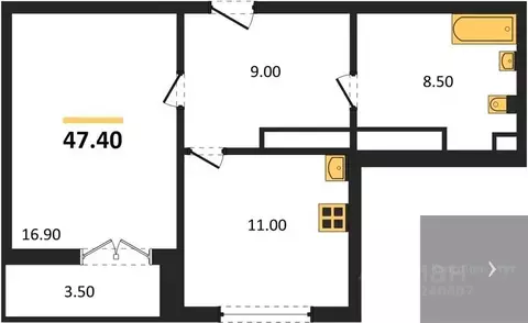 1-к кв. Воронежская область, Воронеж ул. Загоровского, 9/3 (47.4 м)