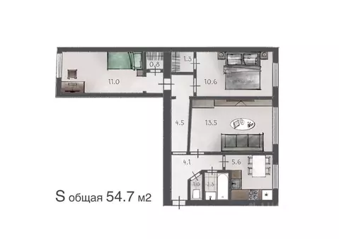 3-к кв. Санкт-Петербург Ланское ш., 61 (55.0 м)