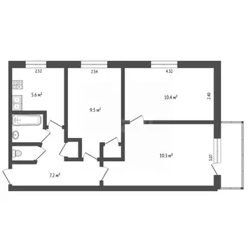 3-к кв. Вологодская область, Вологда ул. Чернышевского, 72 (50.8 м)