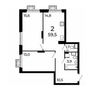 2-к кв. Нижегородская область, Нижний Новгород ул. Коперника, 15 (59.5 ...