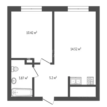 1-к кв. Тюменская область, Тюмень ул. Лесопарковая, 1к2 (33.2 м)