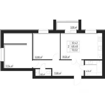 2-к кв. Мордовия, Саранск Республиканская ул., 47 (69.6 м)