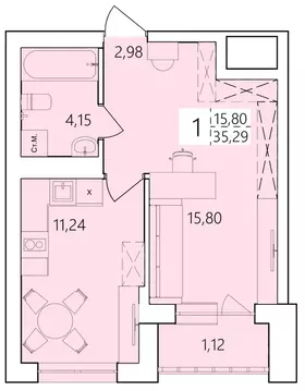 1-к кв. Башкортостан, Уфа ул. Пожарского, 237 (35.29 м)