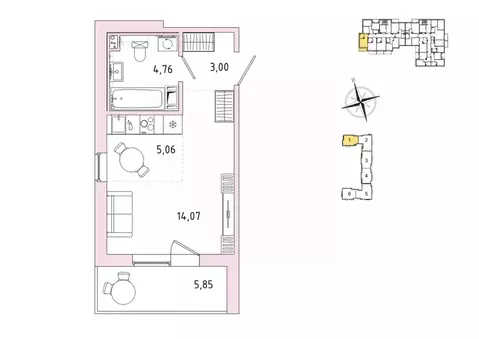 1-к кв. Ленинградская область, Гатчина Въезд мкр,  (29.82 м)