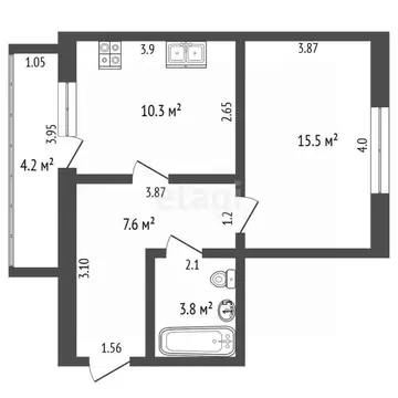 1-к кв. Костромская область, Кострома ул. Машиностроителей, 35 (37.2 ...