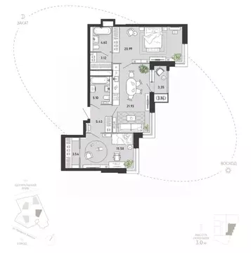 2-к кв. Тульская область, Тула Премьер Парк жилой комплекс (84.5 м)