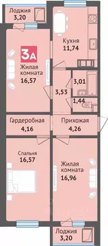 3-к кв. Чувашия, Чебоксары ул. Богдана Хмельницкого, 129 (84.63 м)
