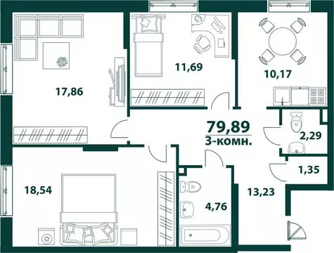 3-к кв. Ульяновская область, Ульяновск 19-й мкр, Аквамарин-2 жилой ...