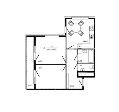 2-к кв. Ростовская область, Ростов-на-Дону Притяжение жилой комплекс ...