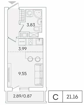 Квартира-студия: Мурино, Графская улица, 6к1 (20.3 м)