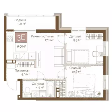 3-к кв. Приморский край, Владивосток Днепровский жилой комплекс (49.9 ...