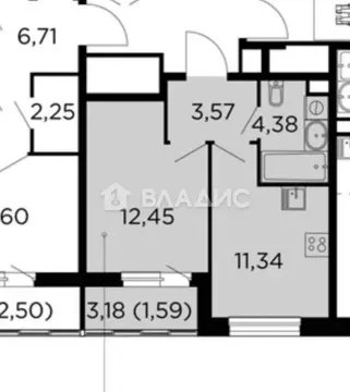 1-комнатная квартира: Пушкино, микрорайон Новое Пушкино, к20 (33.3 м)