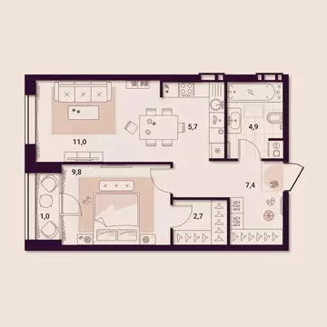 1-к кв. Приморский край, Артем ул. Куйбышева, 11А (42.52 м)