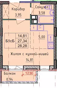 1-к кв. Ярославская область, Ярославль ул. Брагинская, 24 (28.28 м)