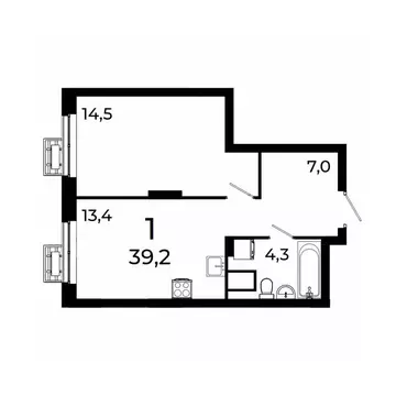 1-к кв. Нижегородская область, Нижний Новгород ул. Коперника, 15 (39.2 ...