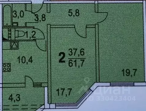 2-к кв. Московская область, Долгопрудный Лихачевский просп., 74к1 ...