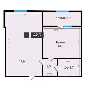 1-к кв. Ставропольский край, Ставрополь ул. Южный обход, 53В (42.1 м)