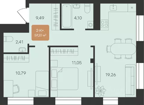 2-к кв. Ямало-Ненецкий АО, Новый Уренгой Уютный мкр,  (57.1 м)