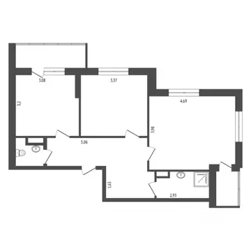 2-к кв. Тюменская область, Тюмень ул. Водников, 5 (55.0 м)