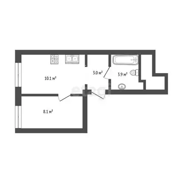 1-комнатная квартира: Тюмень, Новгородская улица, 9А (25.1 м)