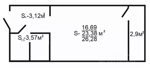 Студия Краснодарский край, Анапа Рождественская ул., 55к2 (26.28 м)