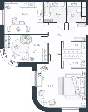 2-к кв. Санкт-Петербург Гавань тер.,  (70.8 м)