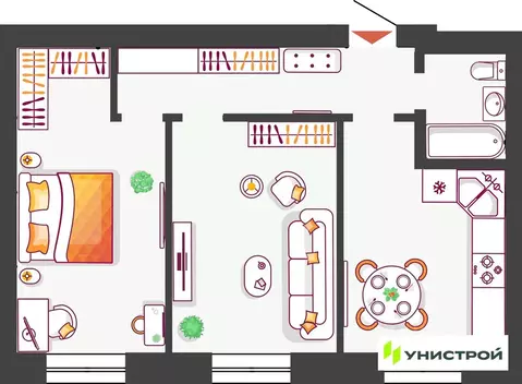 2-к кв. Самарская область, Тольятти бул. Итальянский, 2 (61.8 м)