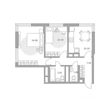 2-к кв. Московская область, Мытищи ул. Красная Слобода (50.26 м)