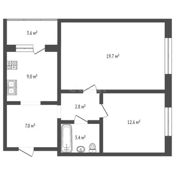 2-комнатная квартира: Богандинский, улица Строителей, 10 (53.1 м)