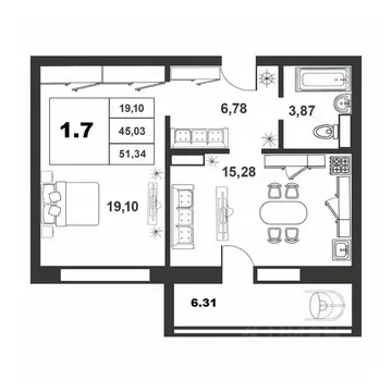 1-к кв. Новгородская область, Великий Новгород ул. Якова Павлова, 15 ...