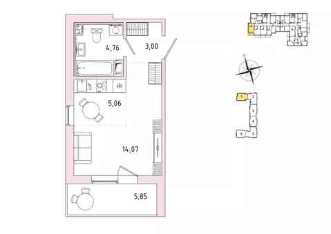 1-к кв. Ленинградская область, Гатчина Въезд мкр,  (29.82 м)