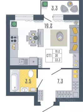 Студия Астраханская область, Астрахань Моздокская ул., 40/2 (33.3 м)