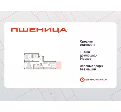 2-комнатная квартира: Новосибирский район, рабочий посёлок Краснообск, ...