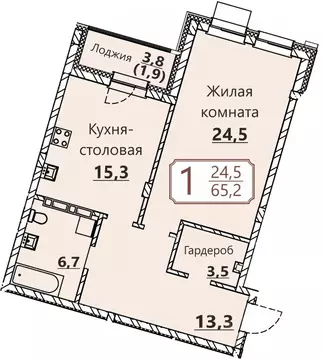 1-к кв. Чувашия, Чебоксары ул. Герцена, поз3 (65.2 м)