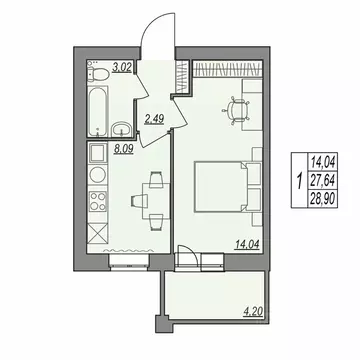 1-к кв. Волгоградская область, Волгоград Типографская ул., 83 (28.9 м)