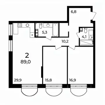 2-к кв. Нижегородская область, Нижний Новгород ул. Воровского, 8 (89.0 ...