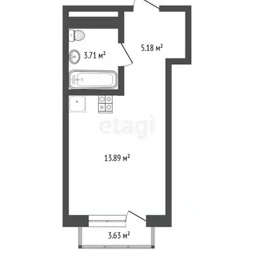 Студия Тюменская область, Тюмень ул. Андрея Приказнова, 1 (21.0 м)