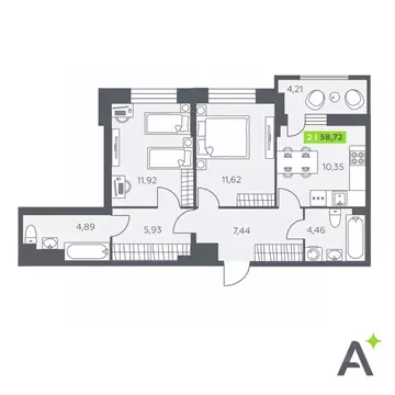 2-к кв. Ленинградская область, Всеволожский район, Заневское городское ...