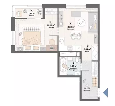 1-к кв. Московская область, Пушкино Надсоновский туп. (49.49 м)