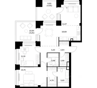 2-к кв. Москва Нова жилой комплекс, к1 (88.24 м)