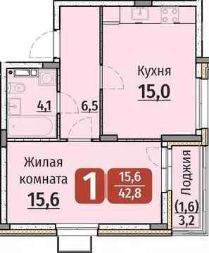 1-к кв. Чувашия, Чебоксары ул. Энергетиков (42.8 м)