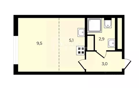 Квартира-студия: Санкт-Петербург, Пахомовская улица, 14к2 (21 м)